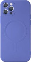 Yonovo®  MagSafe case voor iPhone 12 Blauw - Hoesje Siliconenhoesje compatible - Transparant - voor Mobiele Wallet Kaarthouder Autohouder - Voor Apple MagSafe accessoires - Oplader draadloze 
