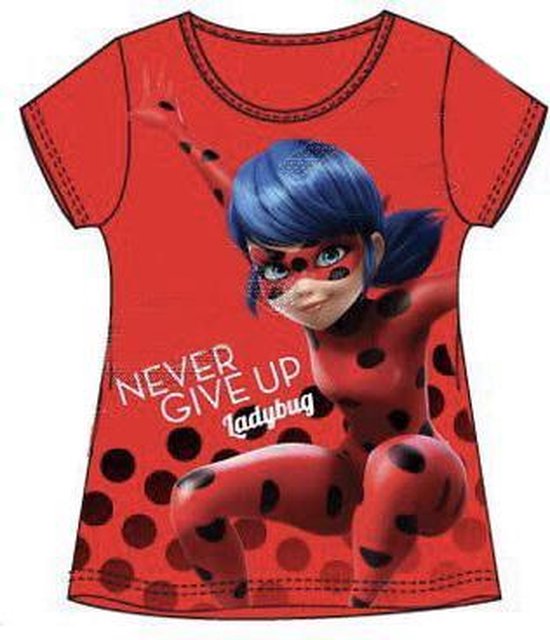 Miraculous Ladybug shirt - Never give up - rood - jaar)