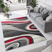 Tapiso Dream Rug Salon Chambre Gris Foncé Vagues Rouges Design Abstraite Moderne Attrayant Durable Pratique De Haute Qualité Taille De Tapis - 200 x 300 cm
