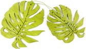 HOBI - 2 groene houten tropische bladeren - Decoratie > Tafeldecoratie beeldjes