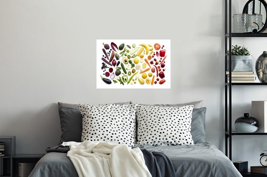 Sticker Muursticker Fruit - Fruits et légumes frais mélangés - 60x40 cm - film adhésif autocollant - sticker mural repositionnable