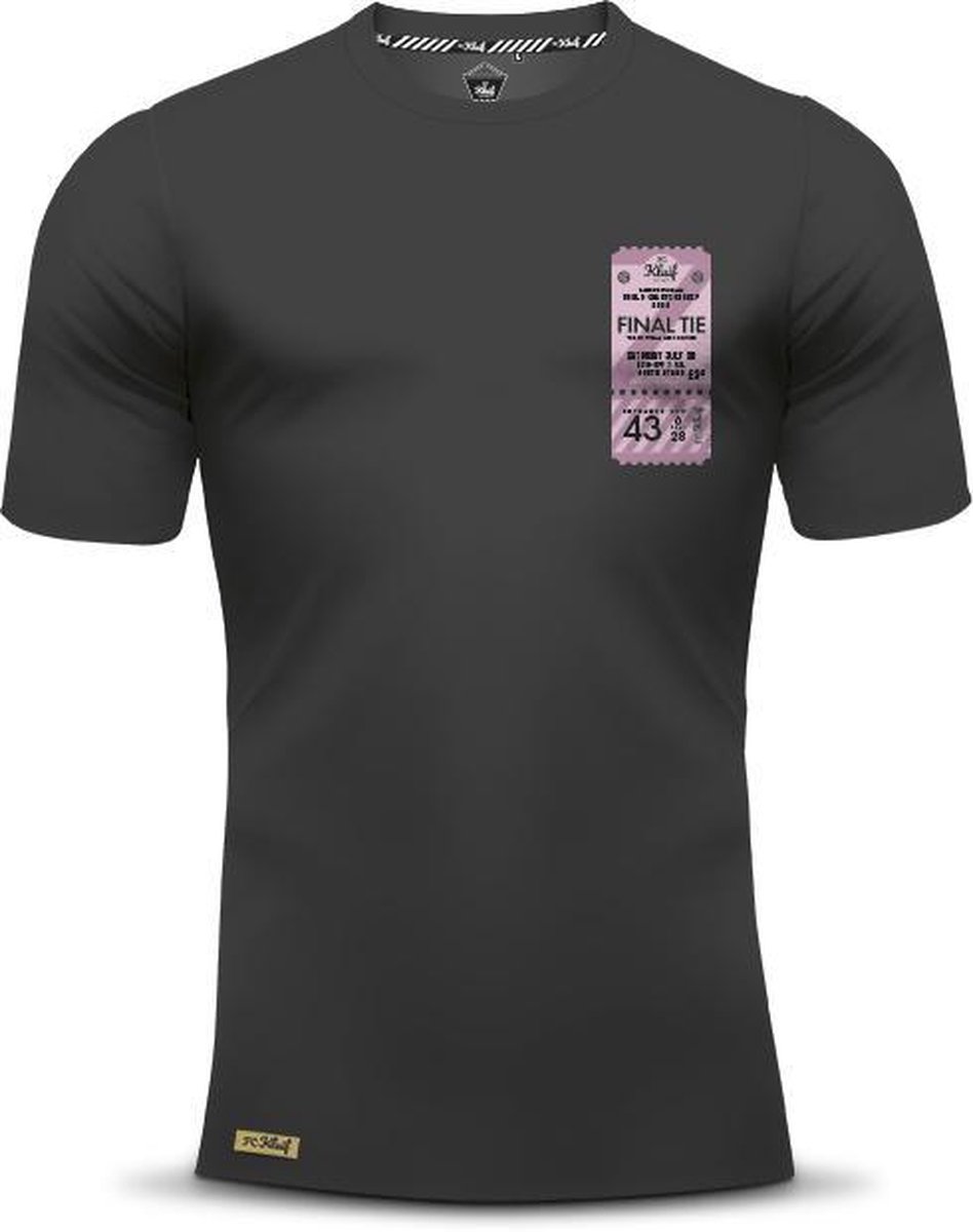 FC Kluif 'Voetbalticket' t-shirt - maat L / Large - Heren lifestyle shirt - Voetbal fashion - Anthraciet / Roze
