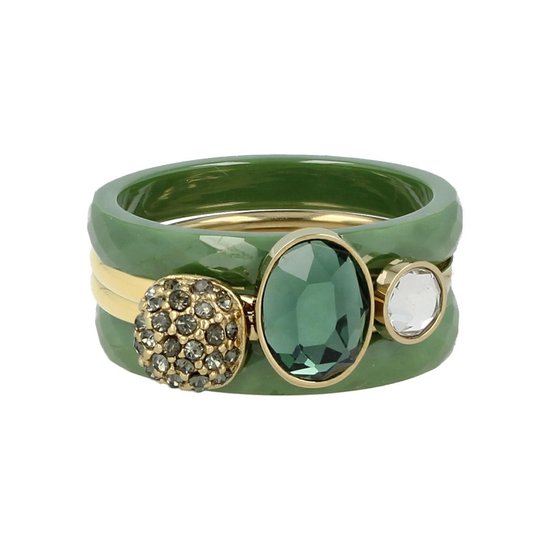My Bendel - ensemble de bagues - céramique verte - pierre - Set de bagues de bagues pierres vertes avec anneaux en céramique - Avec coffret cadeau de luxe