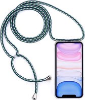 Mobigear Telefoonhoesje geschikt voor Apple iPhone 11 Flexibel TPU | Mobigear Lanyard Hoesje met koord - Transparant / Groen