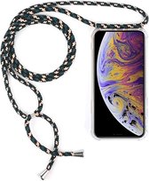 Mobigear Telefoonhoesje geschikt voor Apple iPhone XS Max Flexibel TPU | Mobigear Lanyard Hoesje met koord - Transparant /Bruin | Transparant,bruin