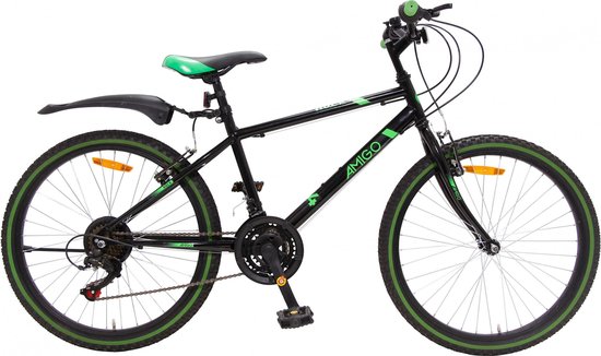 Amigo Rock Mountainbike 26 inch - Voor jongens en meisjes - Met 18 versnellingen - Zwart/Groen