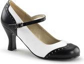 Flapper-25 Mary Jane pump with short heel black/white matt - (EU 39 = US 9) - Funtasma