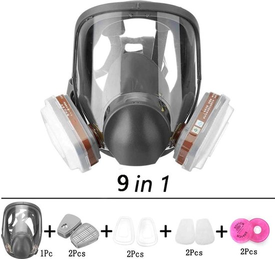 9 in 1 Volgelaatsmasker Gas-dampmasker KN95 Verfmasker | PA1 Damp masker