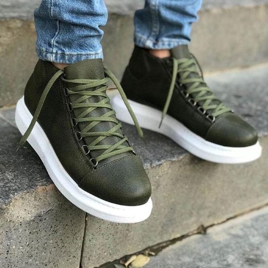 Chekich Heren Sneaker - khaki - groen - hoge sneakers - schoenen - comfortabele - CH258 - maat 41