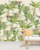 Bloemen & Dieren Behang - Flower Garden  Mural - Behangpapier Slaapkamer - 300cm x 280cm - Mat Vliesbehang - Creative Lab Amsterdam