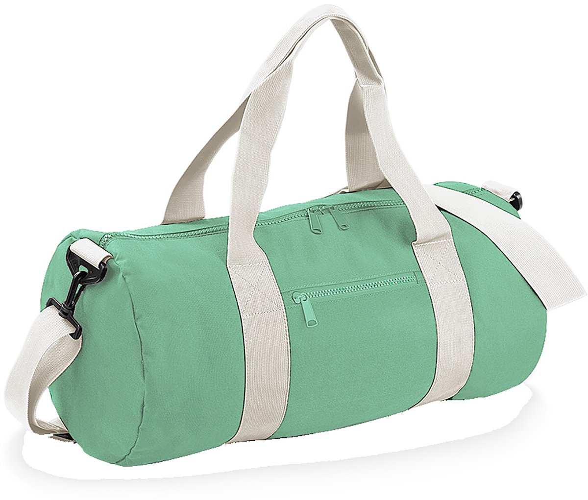 Bagbase Gewoon Varsity Barrel / Duffle Bag (20 Liter) (Pakket van 2) (Mintgroen/uitwendig wit)