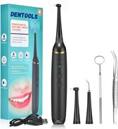 Dentools - Complete Set Elektrische Tandsteen verwijderaar - Voor Witte en Gezonde Tanden - Inclusief Tandarts Set - USB Oplaadbaar - Zwart