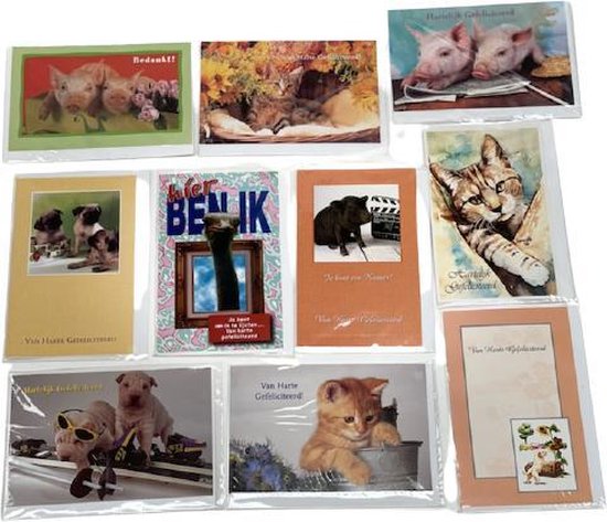 Luxury Card Dieren - Van Harte Gefeliciteerd! 10 stuks