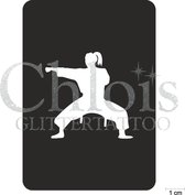 Chloïs Glittertattoo Sjabloon 5 Stuks - Martial Arts Dominique - CH6514 - 5 stuks gelijke zelfklevende sjablonen in verpakking - Geschikt voor 5 Tattoos - Nep Tattoo - Geschikt voo