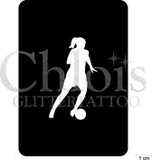 Chloïs Glittertattoo Sjabloon 5 Stuks - Soccer Player Lieve - CH6503 - 5 stuks gelijke zelfklevende sjablonen in verpakking - Geschikt voor 5 Tattoos - Nep Tattoo - Geschikt voor G