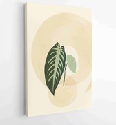 Botanical wall art vector set. Earth tone boho foliage line art drawing with abstract shape. 3 - Moderne schilderijen – Vertical – 1877889409 - 80*60 Vertical