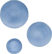 Cosy & Trendy Sajet blue - serviesset 6 persoons - 18 delig - met Table Style zomers droogbloemen boeket
