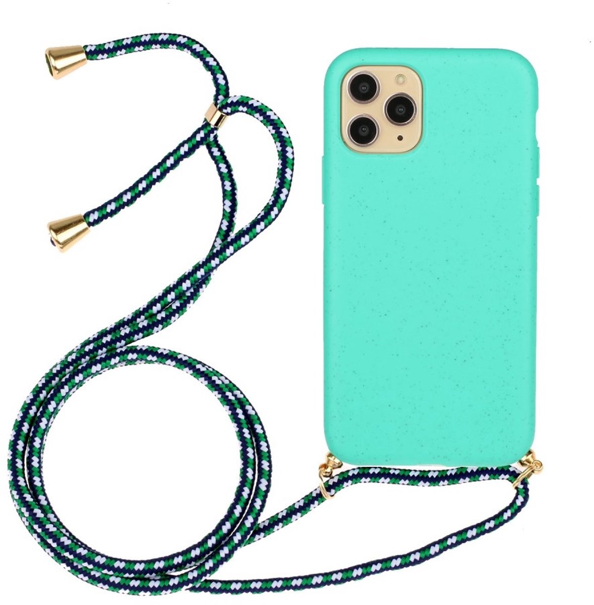 Lunso - Backcover hoes met koord - Geschikt voor iPhone 11 Pro Max - Cyaan