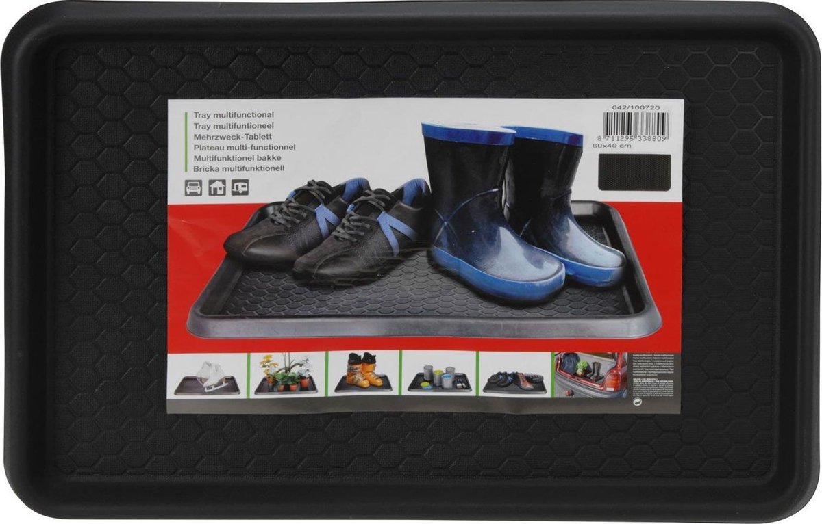 Set van 2 stuks - Laarzentray - Schoenenbak - Schoenentray - Vieze schoenen blad - 60x40cm - Zwart