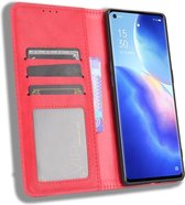 Oppo Find X3 Neo Hoesje Vintage Portemonnee Book Case Rood