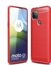 Motorola Moto G9 Power Hoesje - Mobigear - Brushed Slim Serie - TPU Backcover - Rood - Hoesje Geschikt Voor Motorola Moto G9 Power