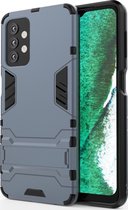 Samsung Galaxy A32 5G Hoesje - Mobigear - Armor Stand Serie - Hard Kunststof Backcover - Blauw - Hoesje Geschikt Voor Samsung Galaxy A32 5G
