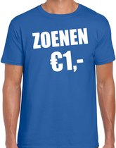 Fun t-shirt - zoenen 1 euro blauw - heren - Feest outfit / kleding / shirt XL