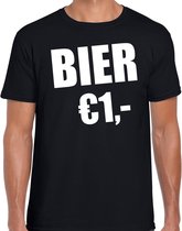 Fun t-shirt - bier 1 euro - zwart - heren - Feest outfit / kleding / shirt 2XL