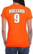 Oranje supporter t-shirt - rugnummer 9 - Holland / Nederland fan shirt / kleding voor dames L