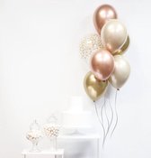 Huwelijk / Bruiloft - Geboorte - Verjaardag ballonnen | Rosé Gold - Goud - Off-White / Wit - Transparant - Polkadot Dots - Beige / Zand | Baby Shower - Kraamfeest - Fotoshoot - Wed