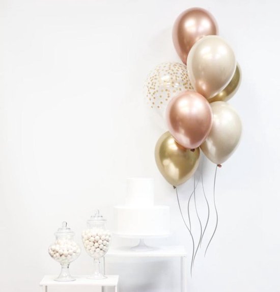 baan Heel alcohol Huwelijk / Bruiloft - Geboorte - Verjaardag ballonnen | Rosé Gold - Goud -  Off-White /... | bol.com