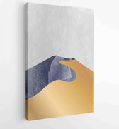 Luxury Gold Mountain wall art vector set. Earth tones landscapes backgrounds set with moon and sun. 2 - Moderne schilderijen – Vertical – 1871656360 - 80*60 Vertical