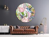 Textirieur Muurcirkel Dibond Retro Birds 40cm