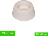 TQ4U stootdop closetbuffer - Ø 20 mm x 10 mm hoog - kunststof - gebroken wit - 24 STUKS