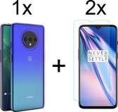 OnePlus 7T hoesje siliconen case transparant hoesjes cover hoes - 2x OnePlus 7T screenprotector