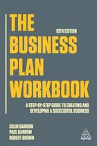 De omslag van 'The Business Plan Workbook', 10e editie. Gele tekst op een grijs oppervlak.