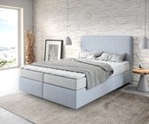 Bed Dream-Well Pastelblauw 140x200 cm vlak geweven met matras en topper boxspring-bed