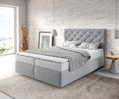 Boxspringbed Dream-Great microvezel granietgrijs 140x200 met matras en topper