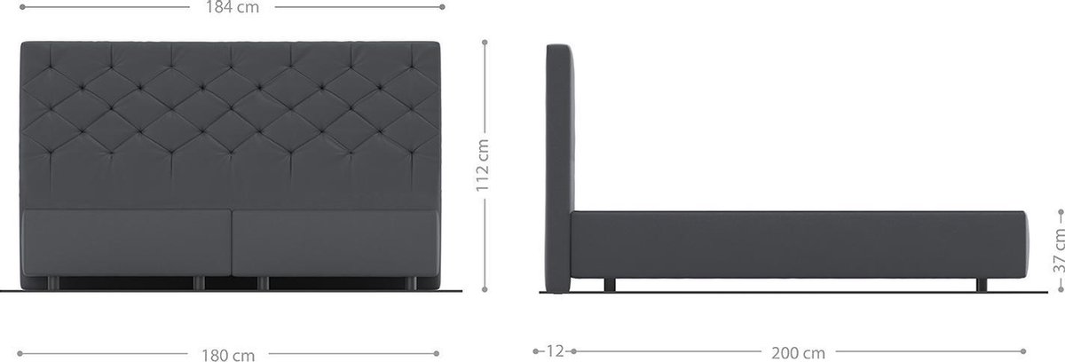 DELIFE Boxspring-frame Dream-Great Imitatieleer antraciet 180x200 thumbnail 2