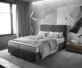 Bed Dream-Well Antraciet Vintage 140x200 cm Microvezel stof met matras en topper boxspring-bed