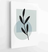 Botanical wall art vector set. Foliage line art drawing with abstract shape. 4 - Moderne schilderijen – Vertical – 1862308444 - 80*60 Vertical
