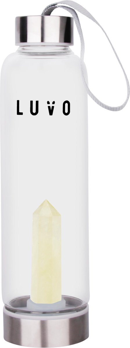 Luvo Crystals - Waterfles met Edelsteen - Citrien - Zelfvertrouwen en Levensmoed