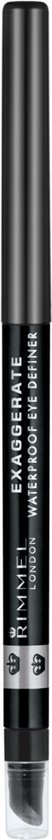 Zwarte Rimmel London Exaggerate Waterproof Eye Definer met smudger dop.