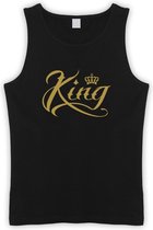 Zwarte Tanktop met  " King " print Goud size S