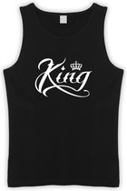 Zwarte Tanktop met  " King " print Wit size M