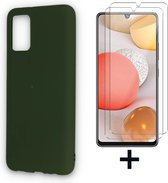 HB Hoesje Geschikt voor Samsung Galaxy A02S Groen & 2X Glazen Screenprotector - Siliconen Back Cover