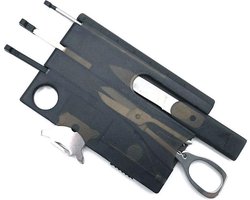 Multitool - Card - Kaart - Outdoor - Survival- Creditcard Formaat - Multifunctioneel - Pocket Jachtmes - Sport - Camping - Wandelen - SOS - Rescue - Gereedschap - Zaklamp - Led - Schaar - 10 in 1