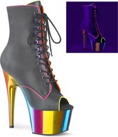 Pleaser Plateau Laarzen, Paaldans schoenen -37 Shoes- ADORE-1021RC-02 Paaldans schoenen Zwart/Regenboog