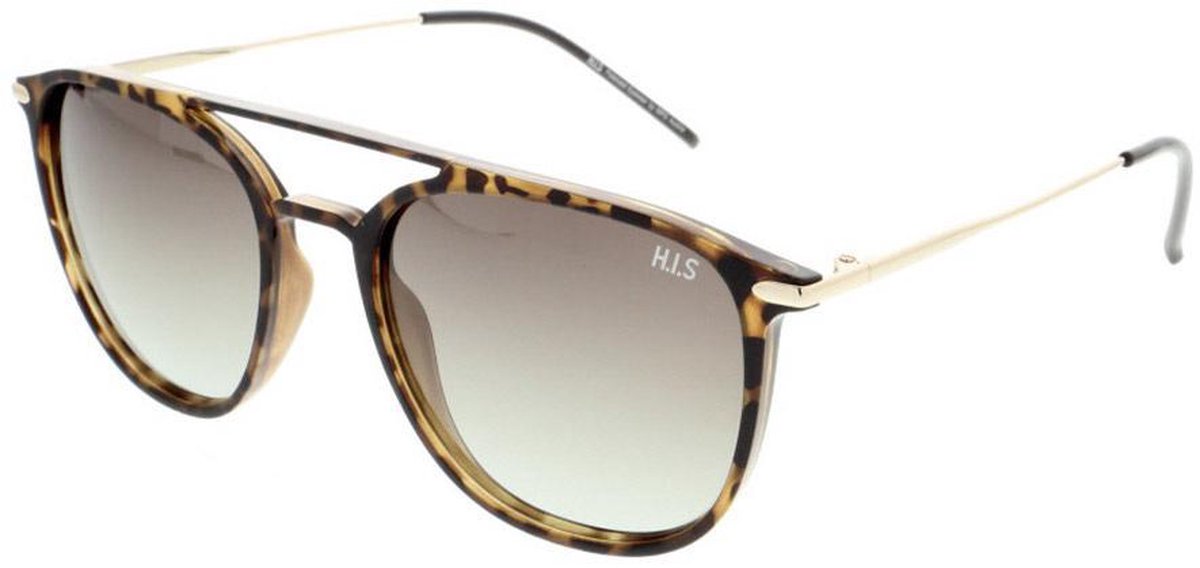 H.i.s Zonnebril gepolariseerd Unisex Ovaal Cat. 3. Goud/bruin