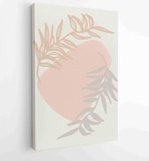 Botanical wall art vector set. Earth tone boho foliage line art drawing with abstract shape 4 - Moderne schilderijen – Vertical – 1888031902 - 80*60 Vertical